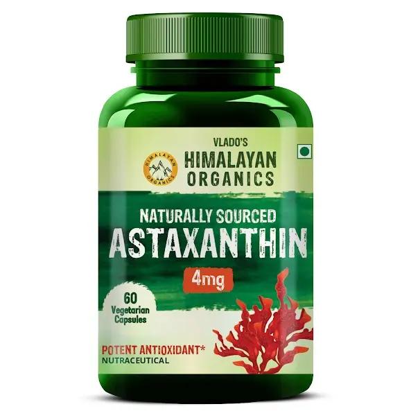 Vlado's Himalayan Organics Naturally Sourced Astaxanthin 4mg | Antioxidant for Skin, Eye & Energy | 60 Veg Capsules