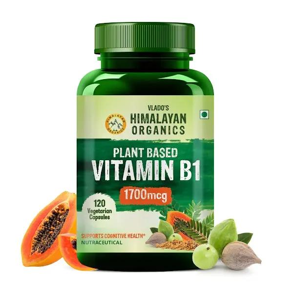 Vlado's Himalayan Organics Plant-Based Vitamin B1 | Rich in Antioxidants | Supports Memory And Energy (120 Capsules)