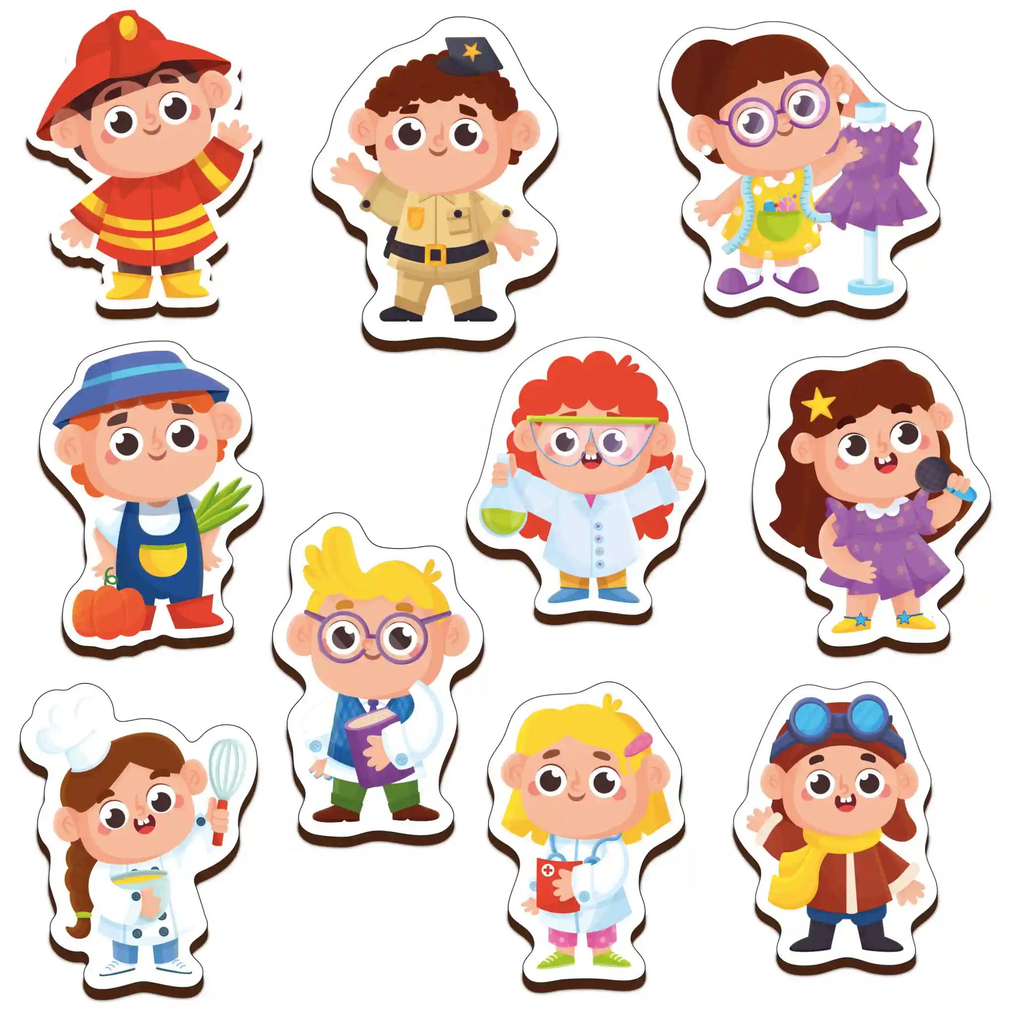 Mini Leaves Professions Outfit Wooden Fridge Magnets Magnetic Cut Outs