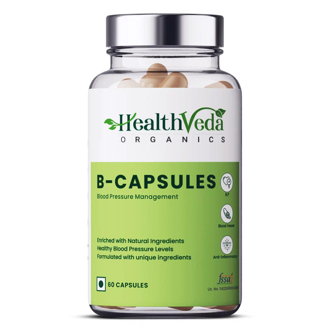 Health Veda Organics B Capsules | 60 Veg Capsules | Maintains Blood Pressure Levels | Supports Heart Health | For both Men & Women