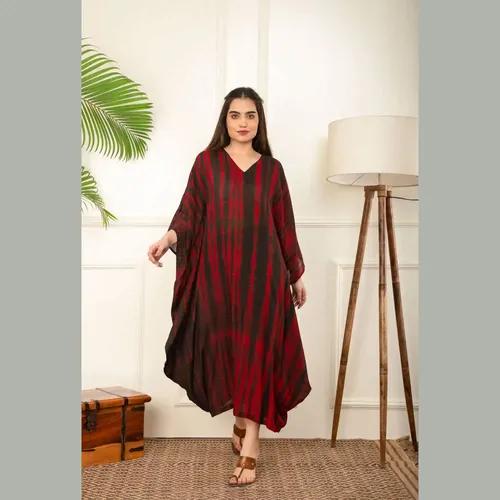 Red And Black Rope Tie Dye Kaftan