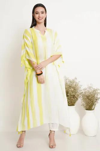 Lime Green Pole Tie Dye Kaftan