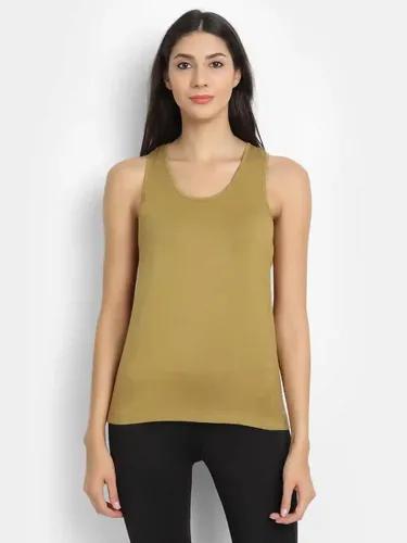 Organic Bamboo Fabric Runner Vest Top Olive