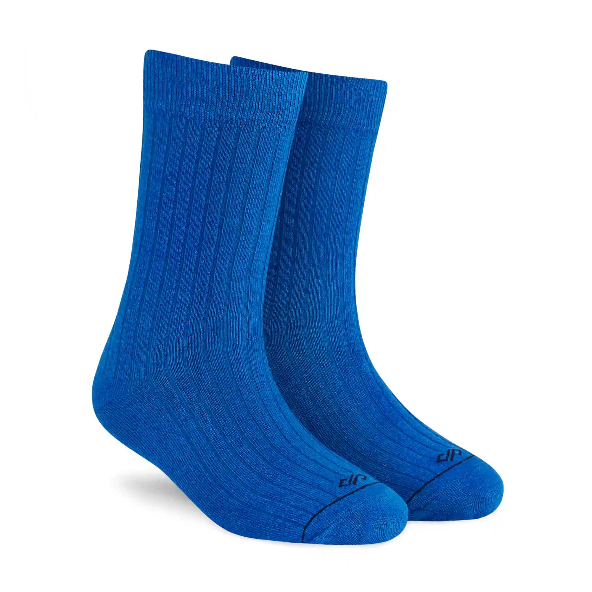 DYNAMOCKS Men's and Women's Combed Cotton Solid Crew Length Socks (Pack of 1) (Teal Blue, Free Size)