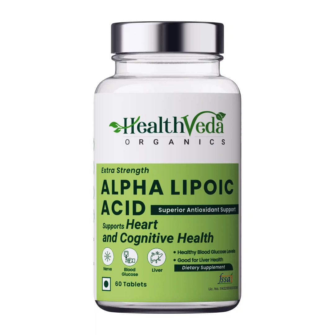 Health Veda Organics Alpha Lipoic Acid 300mg | 60 Veg Tablets | Boosts Liver Function, Maintains Healthy Blood Sugar, Antioxidant Support | For both Men & Women