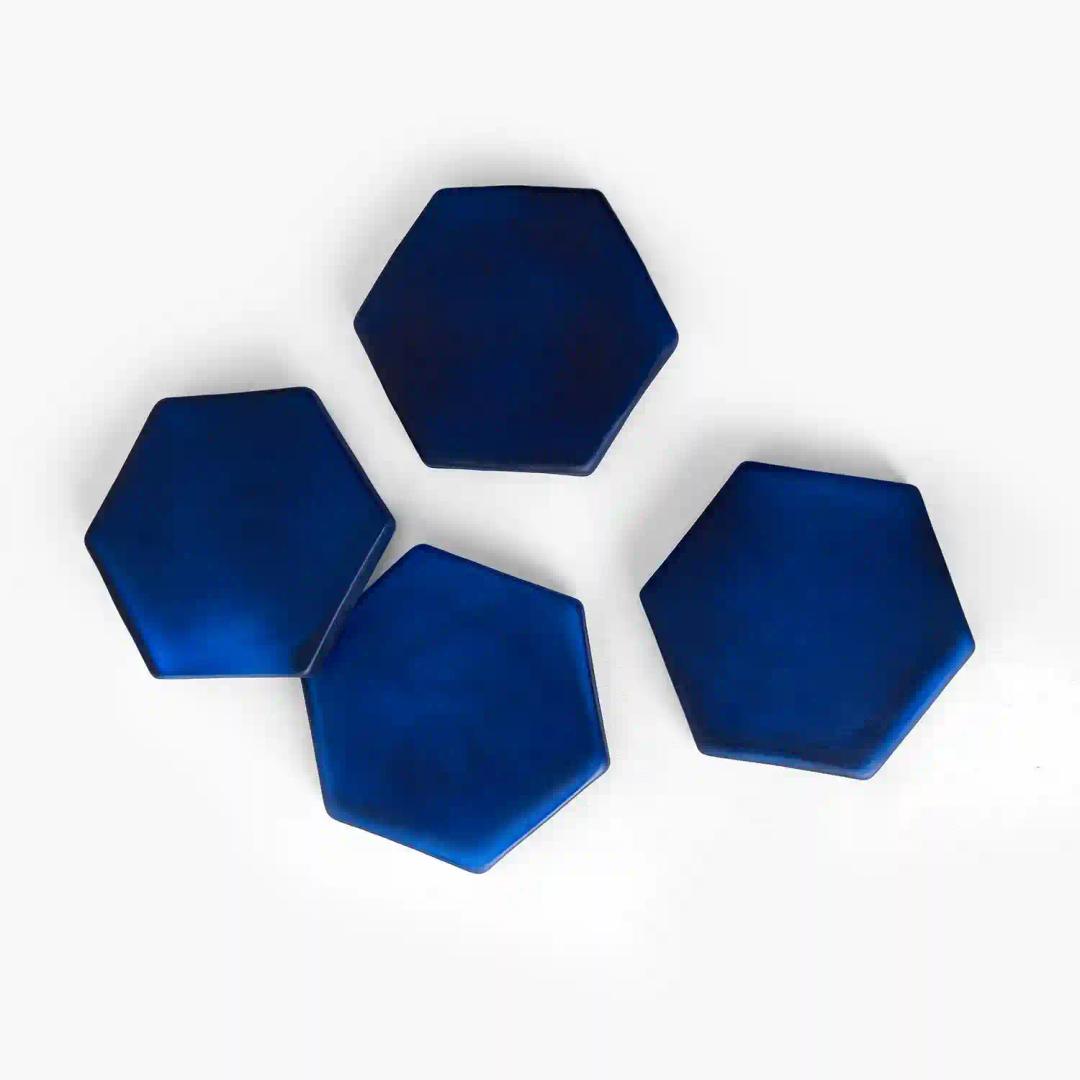 CASA DECOR Glass Blueberry Blast Hexagon Coasters Kitchen Accessories Items for Your Home, Office | Dining Table Decorative Items for Coffee Mug, Tea Cups, Glass Coaster