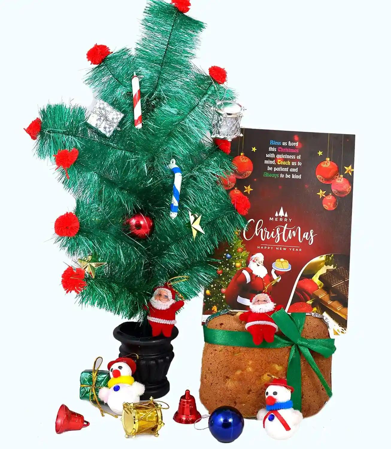 Christmas Gift for Kids/Christmas Cake/Christmas Gift Hamper/Christmas Tree Decoration Ornaments/Christmas gift-150gms Cake+Christmas Tree+Christmas Tree Decoration Items+Christmas Card