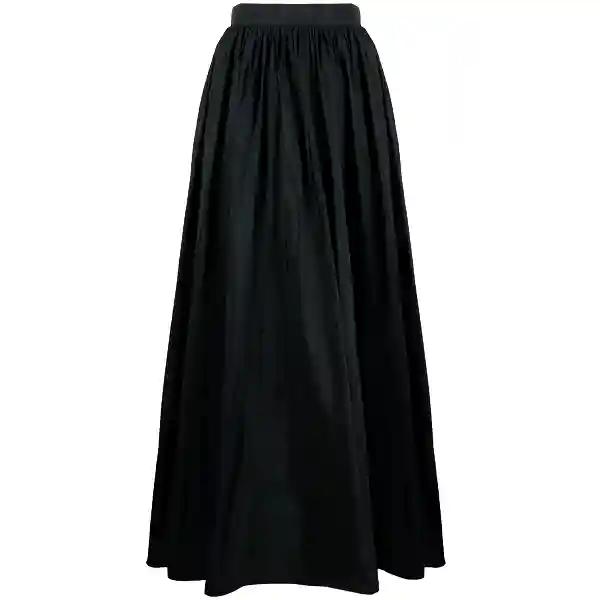 Elegant Black Silk Taffeta Maxi Skirt - Ideal for Evening, Wedding, Cocktail, & Formal Occasions-M