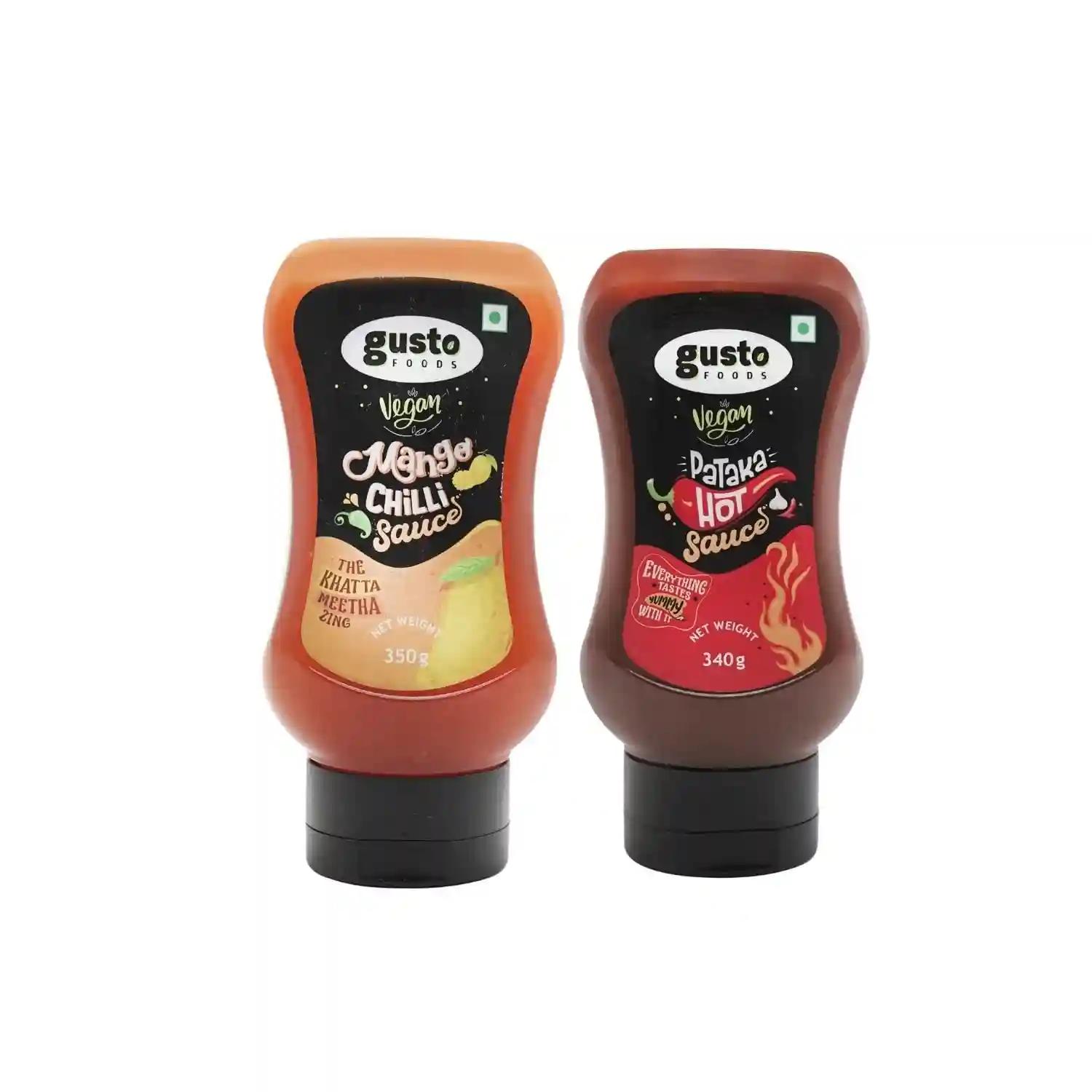 Gusto Foods Mango Chili Sauce (350g) And Red Hot Chili Garlic Sauce (340g) Combo (1 Each)