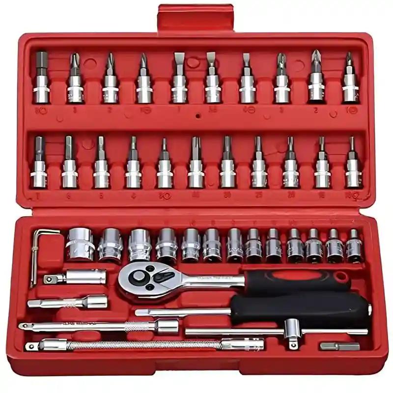 KHUSHIYA ENTERPRISE 46 in 1 Pcs Tool Kit & Screwdriver and Socket Set Multi Purpose Combination Tool Case Precision,Hand Tools Bike Tool Kit Set,Spanner Set Socket Set Wrench Set