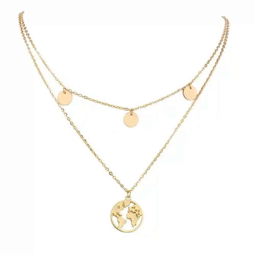 Earth Shape Designed 2 layer Gold Plated Neckpiece