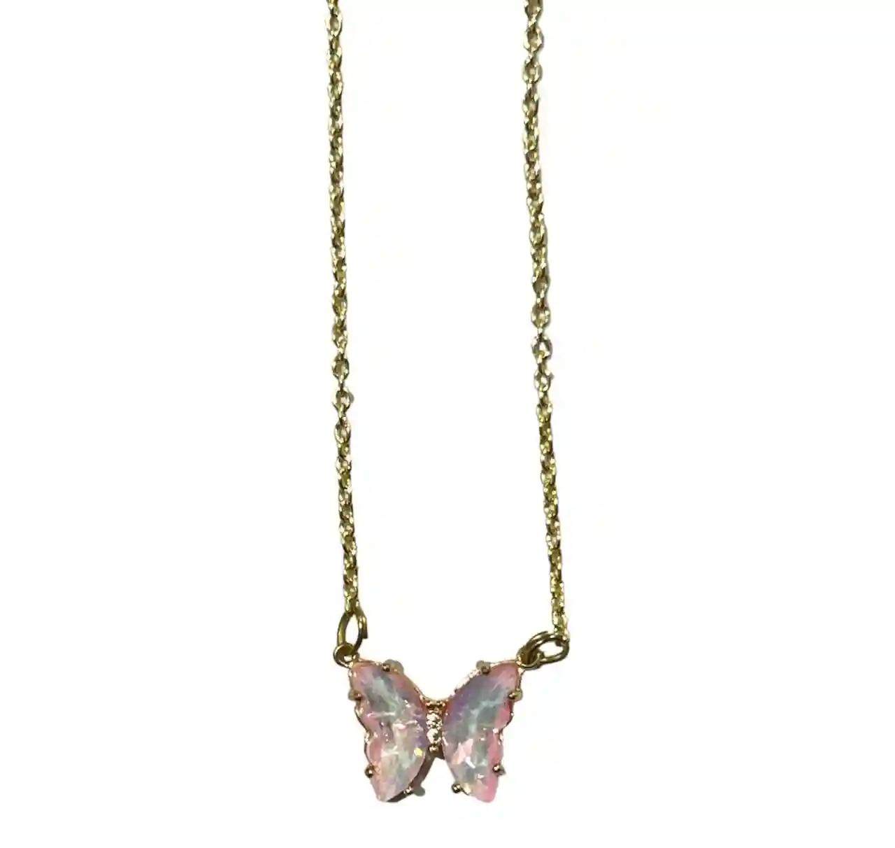 Light Pink Buterfly Pendant with Chain