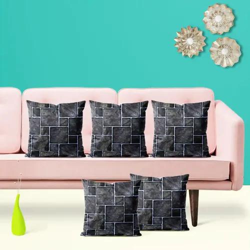 ArtzFolio Black Mosaic | Decorative Cushion Cover for Bedroom & Living Room | Cotton Canvas Fabric | 12 x 12 inch (30 x 30 cms); Single Piece