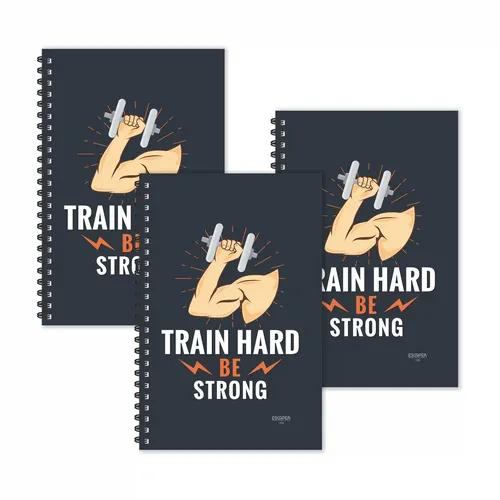 Train Hard Be Strong Motivational Ruled Diaries - Pack Of 3