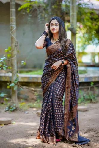 Banaras Butti Soft Georgette Silk Saree - Black