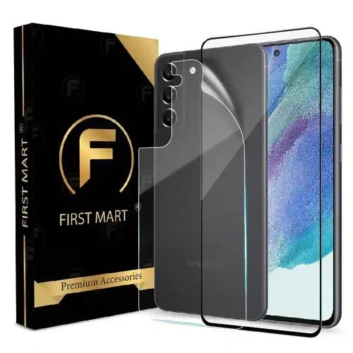 FIRST MART Tempered Glass and Back Membrane for Samsung Galaxy S21 FE 5G with Edge to Edge Screen Coverage and Easy Installation Kit