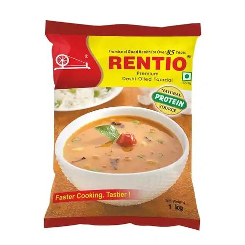 RENTIO Oily Toor dal/Arhar Dal/Pigeon Pea - 1kg (Pack of 2)