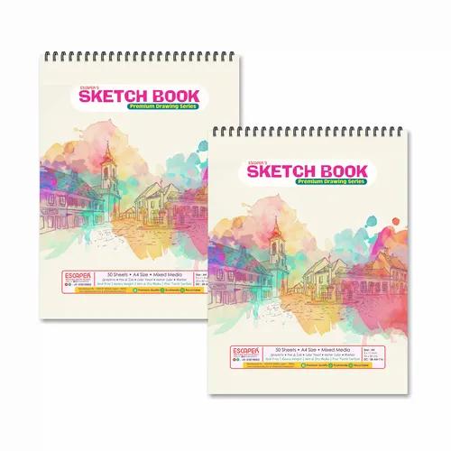 City Watercolor Theme Sketchbooks For Painting - Pack Of 2