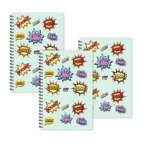 Comic Words Doodle Ruled Diaries - Pack Of 3