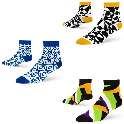 DYNAMOCKS Men's and Women's Combed Cotton Ankle Length Socks (Pack of 3) (Multicolour, Free Size)_Exotic_Marvel_Mirage