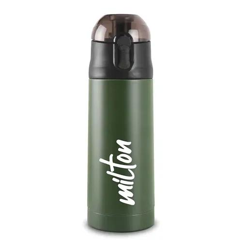 Milton New Crown 600 Thermosteel Hot or Cold Water Bottle, 500 ml, Green | Easy to Carry | Office Bottle | Hiking | Trekking | Travel Bottle | Gym | Home | Kitchen Bottle