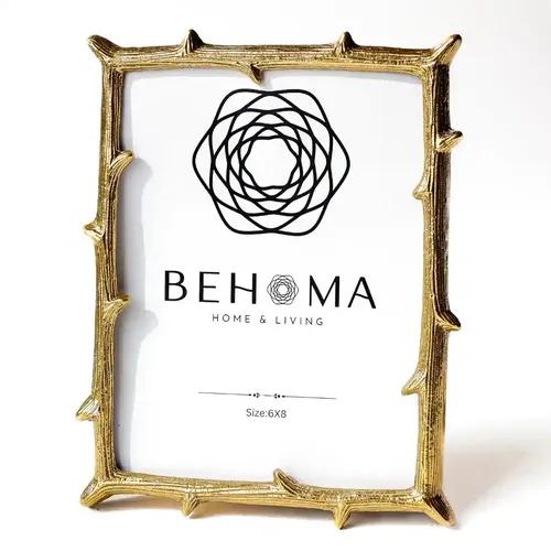 Behoma Golden Elegant Metal Twig Designer Photo Frame - Perfect for Cherished Memories for Home Decor, Table Decor, Gifting Purpose (6x8 Inches) (Large)