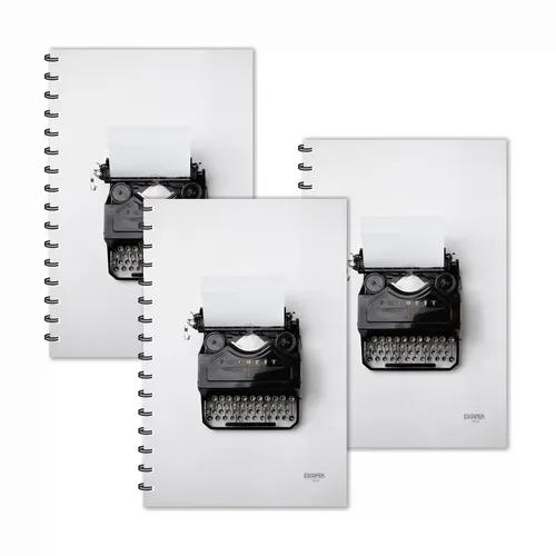 Typewriter Gray Vintage Ruled Diaries - Pack Of 3