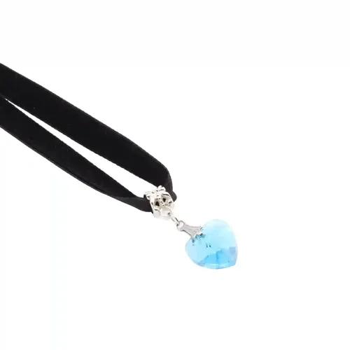 Black Belt with Blue Heart Pendant Neckpiece