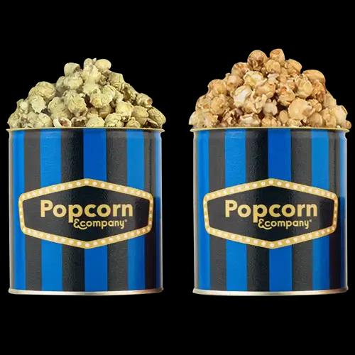 Popcorn & Company Festive Gift Combo Pack of 2 Tins (Caramel Crisp -130 Gm & Lemon Pepper Popcorn - 80 Gm) - 210 Gm