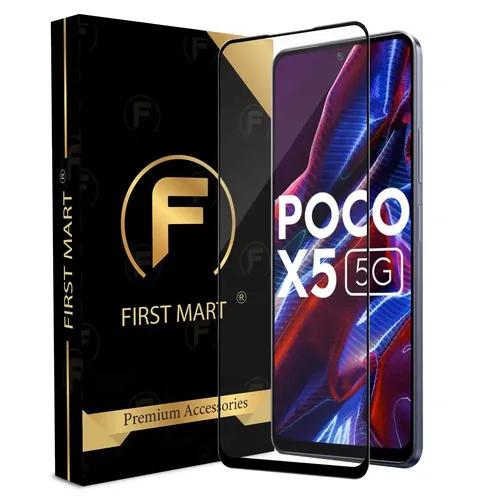 FIRST MART Premium Tempered Glass for Poco X5 5G / Poco X5 Pro/Poco X4 Pro 5G with Edge to Edge Coverage and Easy Installation Kit, Pack of 1