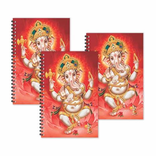 Red Lord Ganesha Ruled Diaries - Pack Of 3