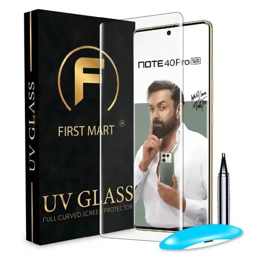 FIRST MART Tempered Glass for Infinix Note 40 Pro 5G with Edge to Edge Full Screen Coverage and Easy UV Glue Installation Kit, Pack of 1