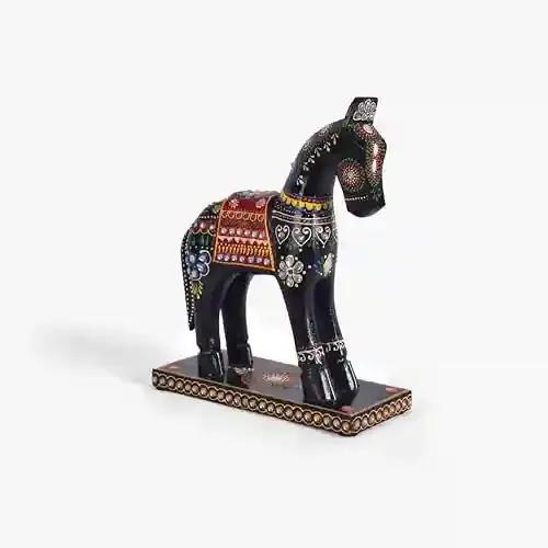 CASA DECOR Wooden Jodhpur Tale- Royal Horse for Showpiece Enhance Your Home, Office Table Decorative & Gift Article, Animal Showpiece Figurines