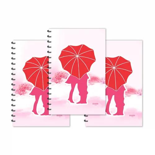 Couple Under Umbrella Designer Ruled Diaries - Pack Of 3