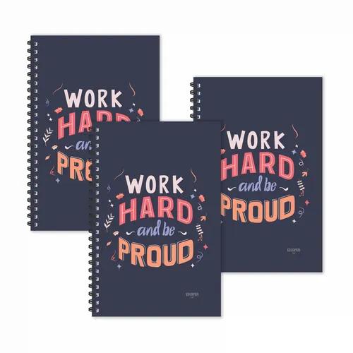 Work Hard & Be Proud Motivational Ruled Diaries - Pack Of 3