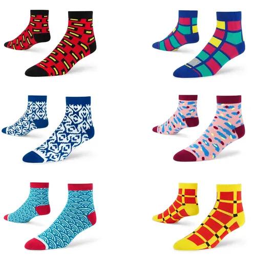 DYNAMOCKS Men's and Women's Combed Cotton Ankle Length Socks (Pack of 6) (Multicolour, Free Size)_Vivid_Grand_Marvel_Party_Allure_Dashing