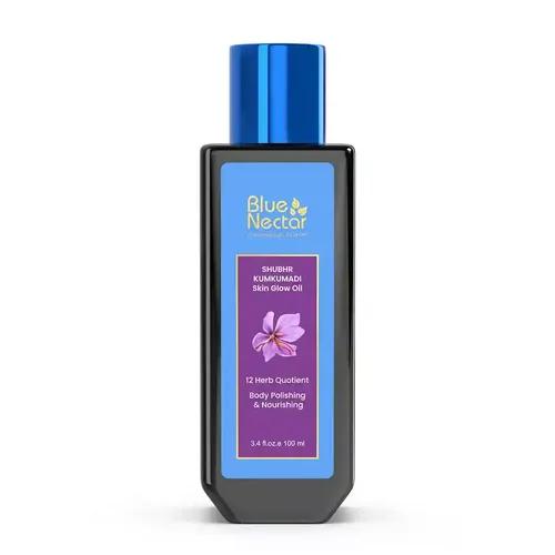 BLUE NECTAR Kumkumadi Body Oil for Glowing Skin | Moisturizing Body Oil for Dry Skin with Relaxing Aroma | Natural Body Oil for Women & Men (12Herbs, 30ml)