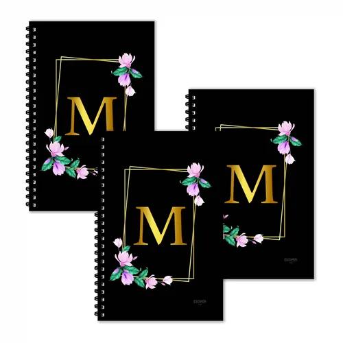 M Letter Ruled Diaries - Pack Of 3