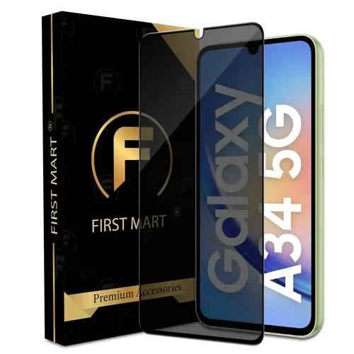 FIRST MART Edge to Edge Privacy Tempered Glass for Samsung Galaxy A34 5G / Samsung M34 5G / Samsung F34 5G Full Screen Coverage with Easy Installation Kit | Black