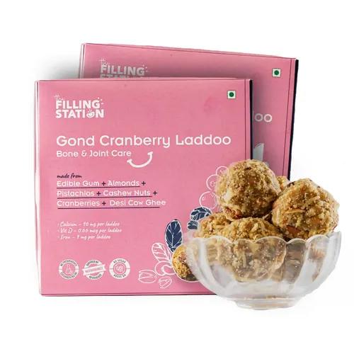 THE FILLING STATION Gond Cranberry Laddoo| Almond,Pistachio,Cashew Nut,Raisin,Desi Cow Ghee| Zero sugar| Bone & Joint Care|Sweetened with Palm Jaggery|No Preservatives_18 Laddoos_500 Grams