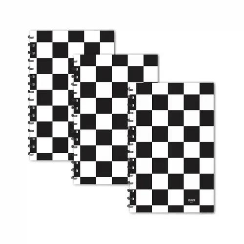 Black Big Checks Chess Pattern Ruled Diaries - Pack Of 3