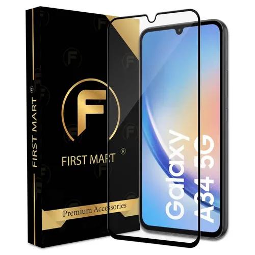 FIRST MART Premium Tempered Glass for Samsung Galaxy A34 5G / Samsung M34 5G / Samsung F34 5G with Edge to Edge Coverage and Easy Installation Kit, Pack of 1