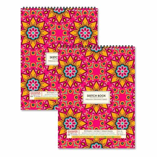 Ethnic Floral Mandala Theme Sketchbooks For Painting - Pack Of 2