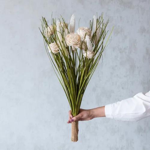 Classic Green and White Everlasting Floral Bunch