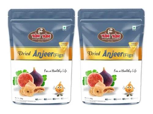 YUM YUM Premium Dried Afghani Anjeer | Dry Figs | Rich Source of Fibre | Vitamins Calcium & Iron | Low in calories and Fat Free | Non-GMO Dried Figs 500g - (Pack of 2-250g Each)