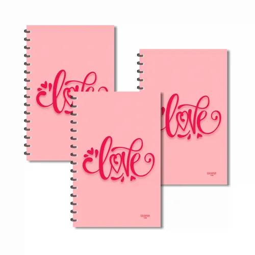 Love Baby Pink Cursive Designer Ruled Diaries - Pack Of 3