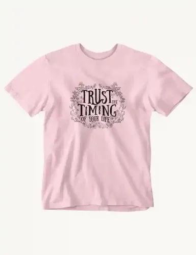 Trust the timing of your life  Unisex Oversized T-shirt - Light Baby Pink - XS