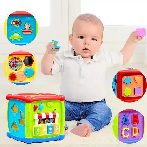 FIRST MART 6 In-1 Musical Toys For 1+ Year Old - Musical Piano, Tunes, Vehicle, ABCD, Shape Blocks 1 Year Baby Girl Toys Includes A To Z Table, Spinning Gear Time Learning Clock, 3 Aa Batteries Incl .