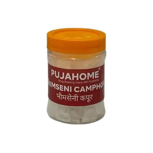 Pujahome Bhimseni Pure Camphor Kapoor Zero Residue Kapur with Fragrance for Pooja Kapooram Tablets for Puja Aarti Havan Kapur Goli (50g, Pack of 2)