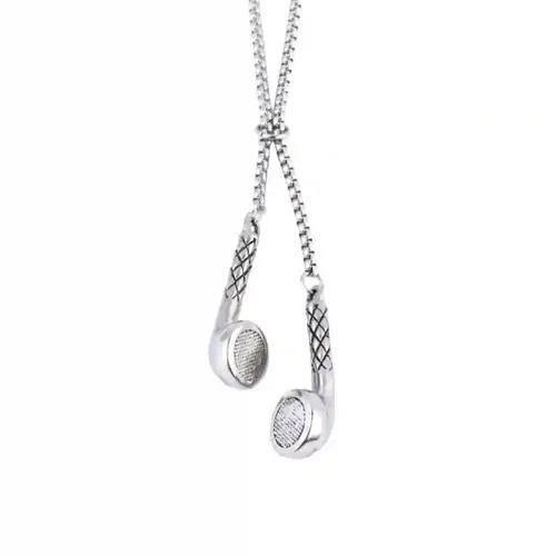 Earphone Design Pendant with Silver Chain